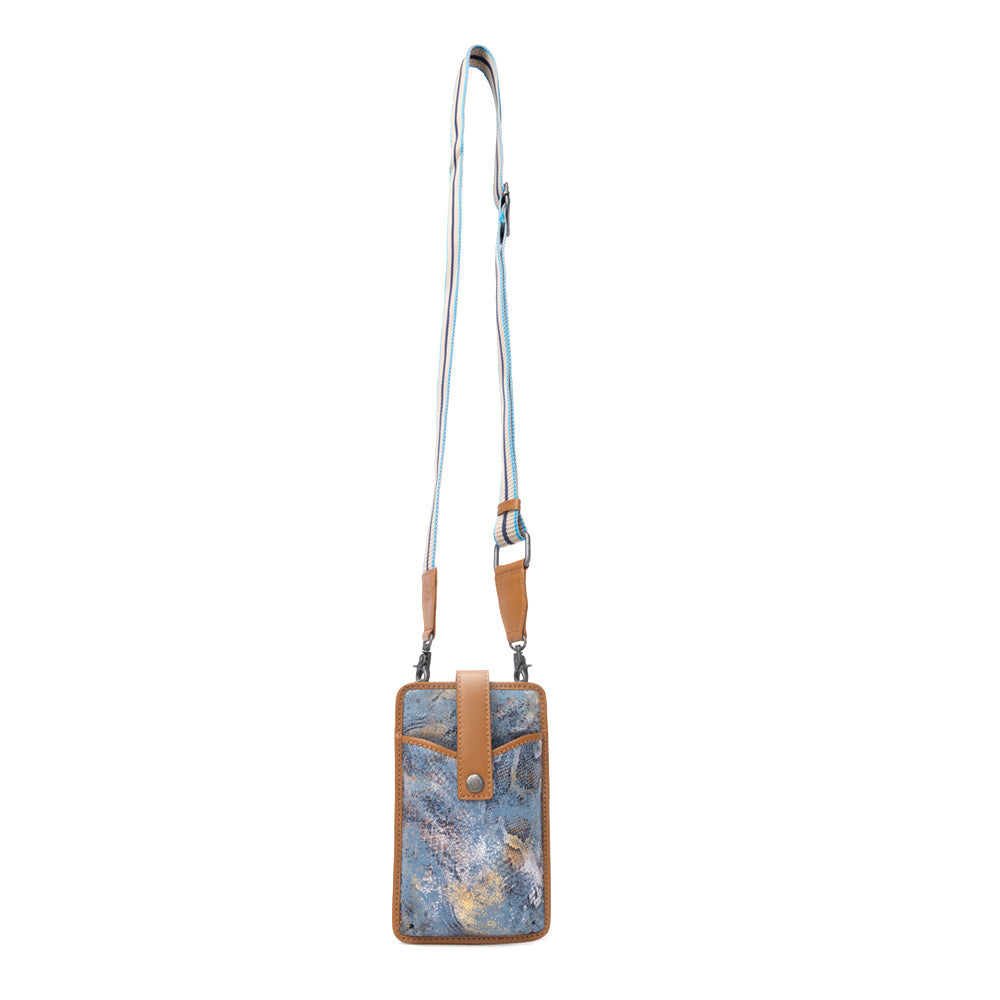 Myra Cedar Snake Print Leather Cell Phone Holder in Turquoise Sand - Myra USA