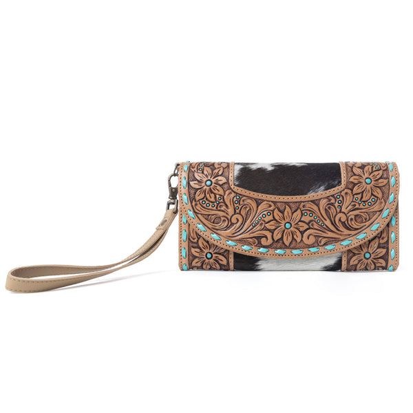 Myra Stoneflower Hairon Leather Women's Wallet in Onyx Pearl - Myra USA