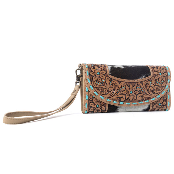 Myra Stoneflower Hairon Leather Women's Wallet in Onyx Pearl - Myra USA