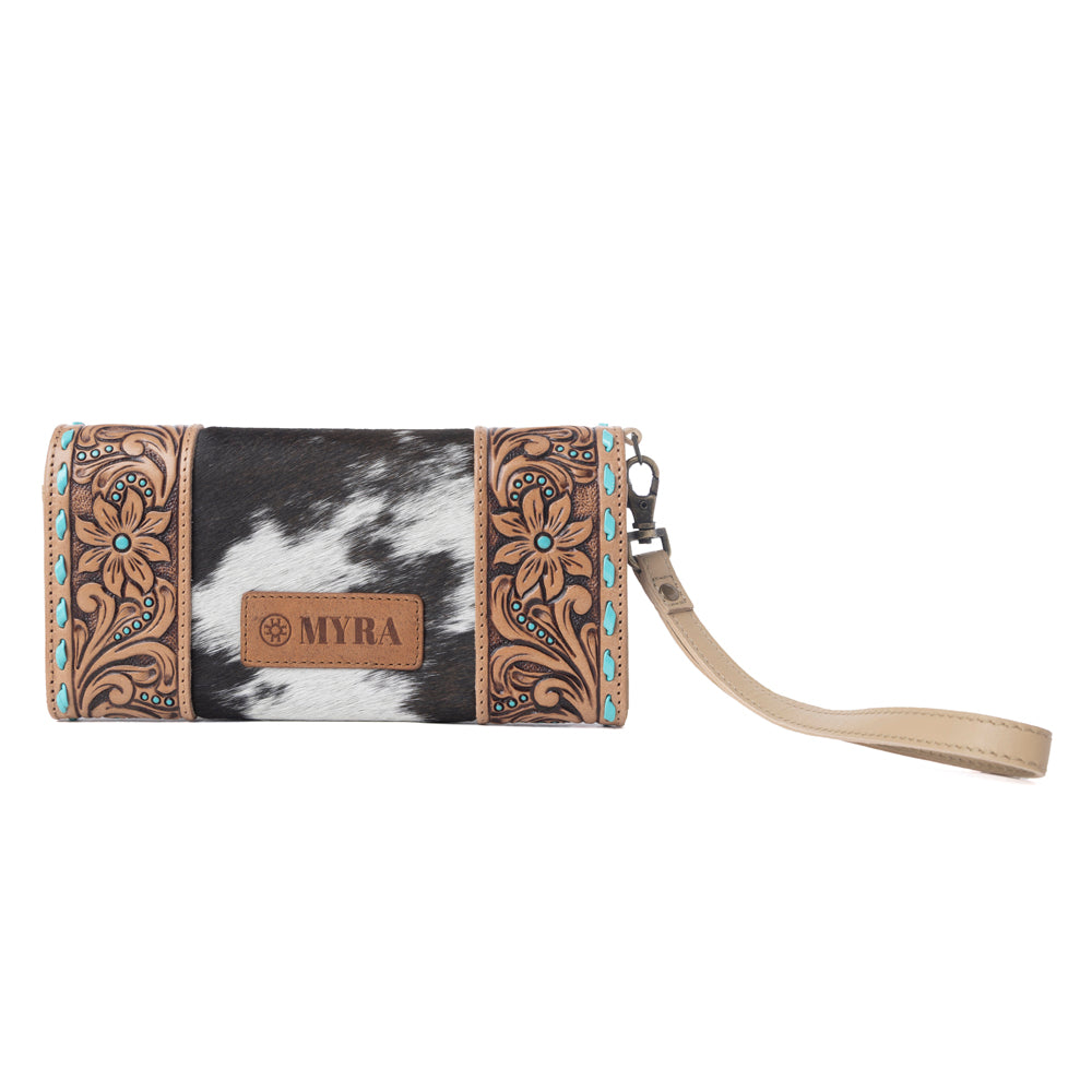 Myra Stoneflower Hairon Leather Women's Wallet in Onyx Pearl - Myra USA