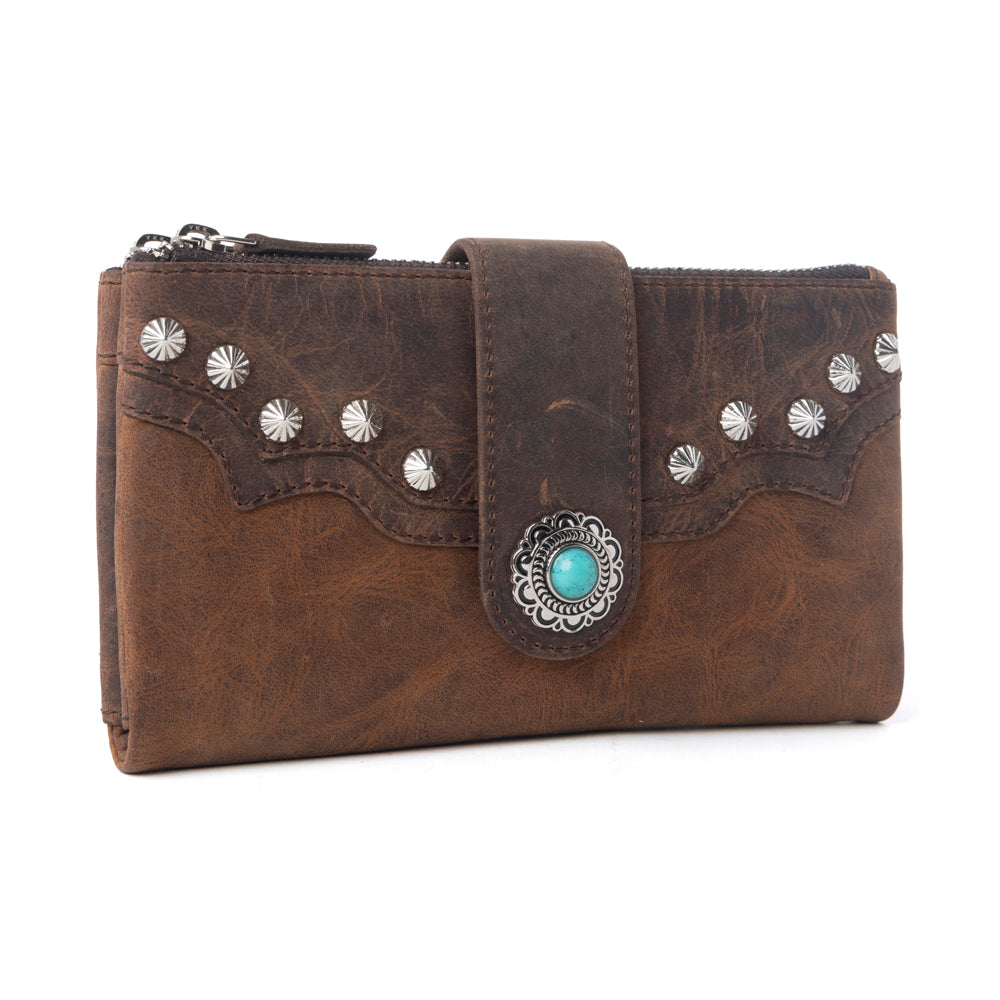 Myra Iron Hill Concho Leather Women’s Wallet in Ochre Veil - Myra USA