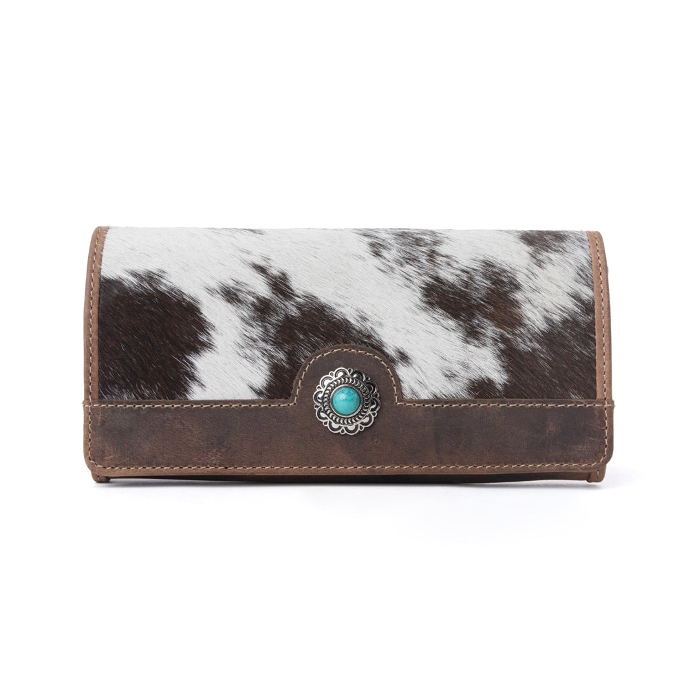 Myra Rustwood Concho Leather Women’s Wallet in Charcoal Cream - Myra USA