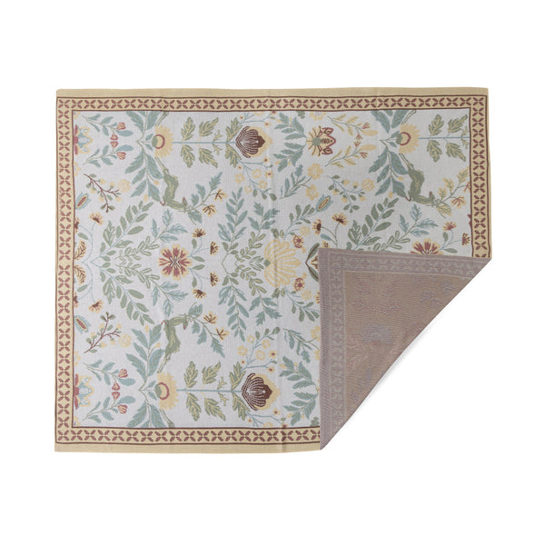 Wildflower Haven Cotton Throw in Garden Ivory - Myra USA