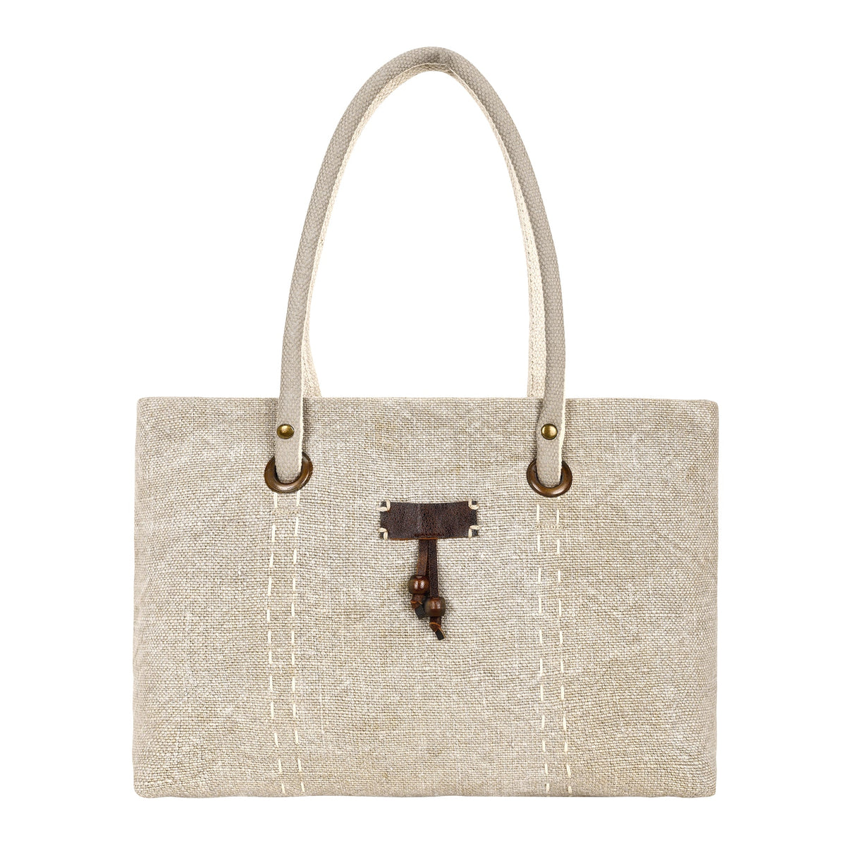 Myra Amber Flats Tote Bag for Women in natural with saddle stitch - Myra USA