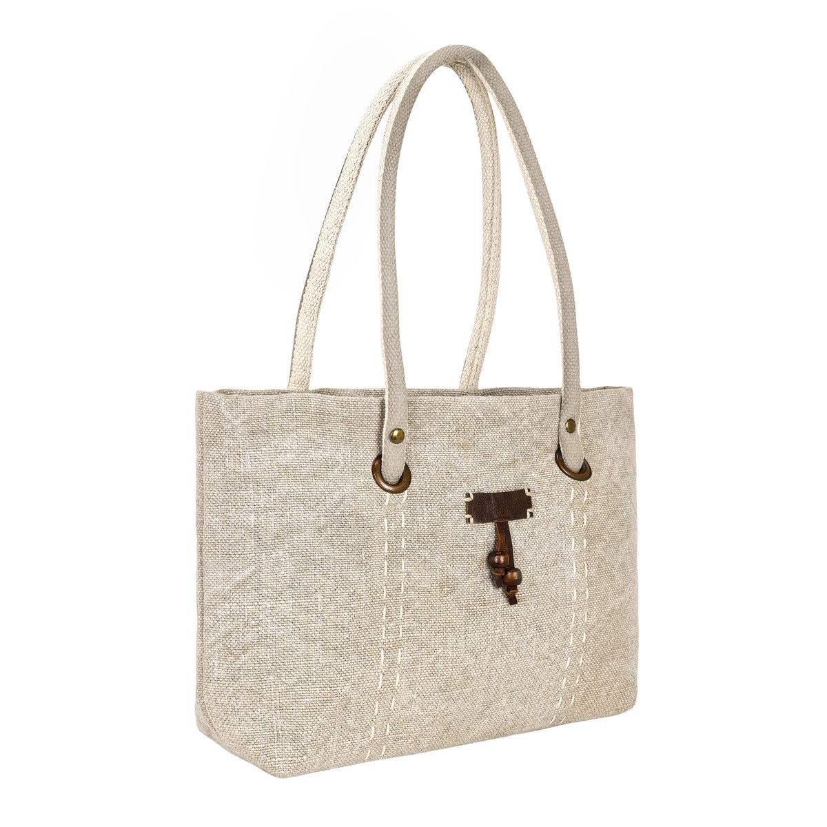 Myra Amber Flats Tote Bag for Women in natural with saddle stitch - Myra USA