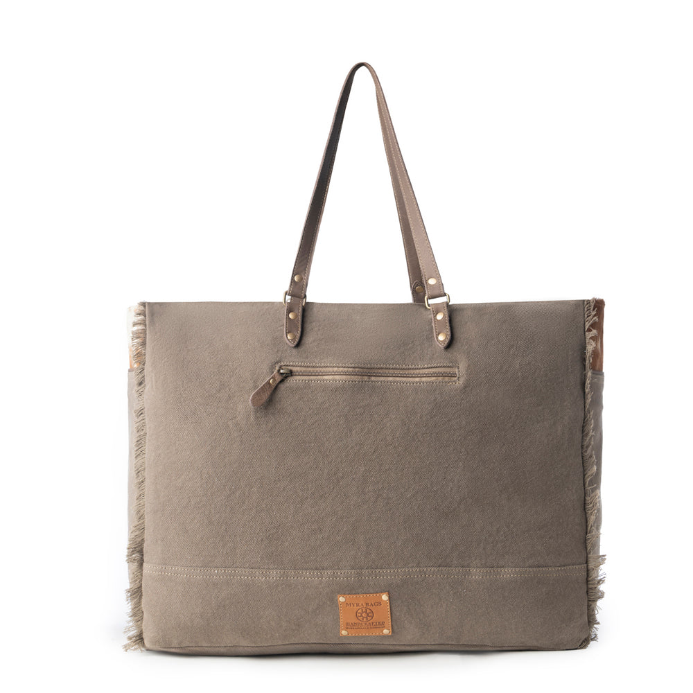 Ranger Hide Western Weekender Bag for Women in olive with hairon detail - Myra USA