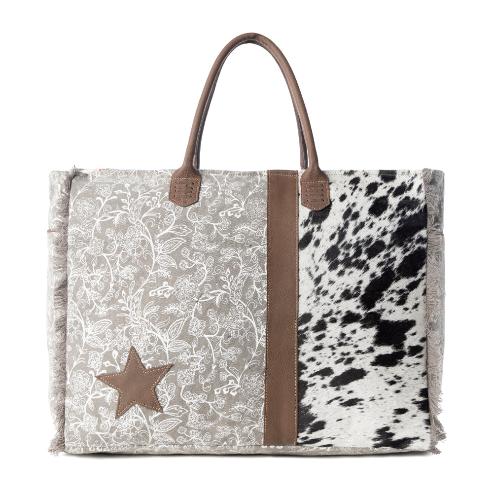 Wildstar Pony Western Weekender Bag for Women in white with hairon detail - Myra USA