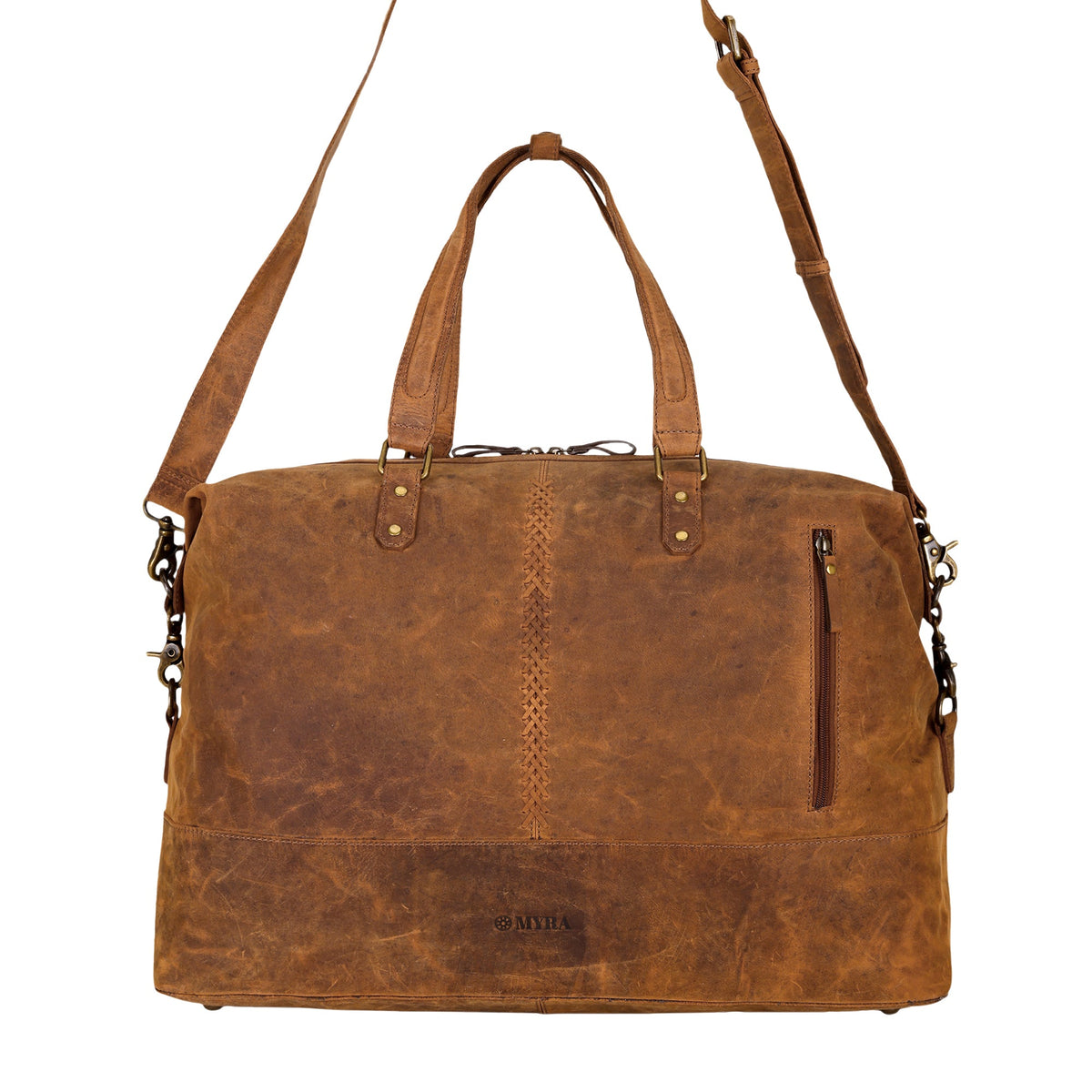 Myra Ridgehaven Traveller Bag in brown large with detachable shoulder strap - Myra USA