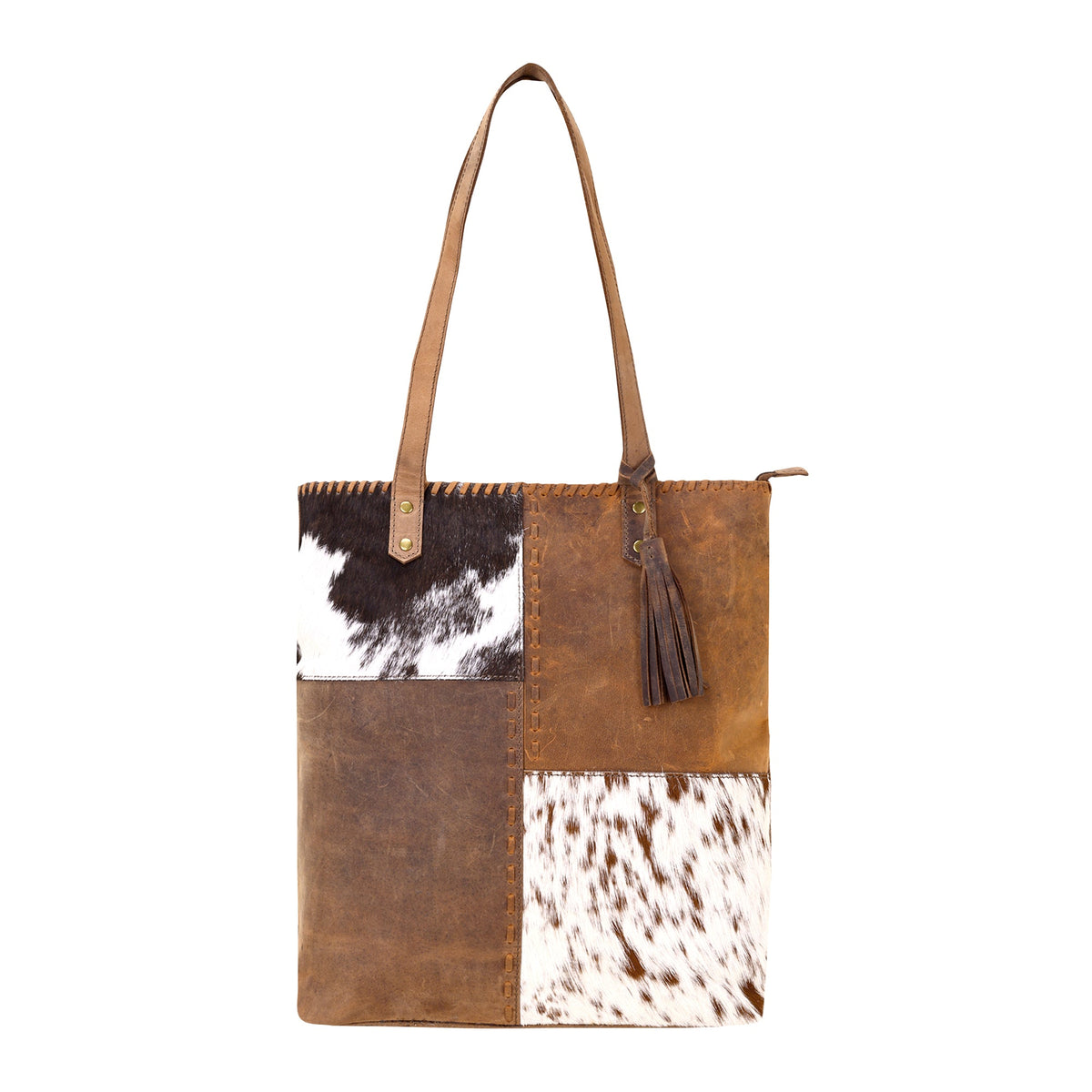 Myra Millridge Tote Bag for Women in brown with hair on and whipstitch - Myra USA