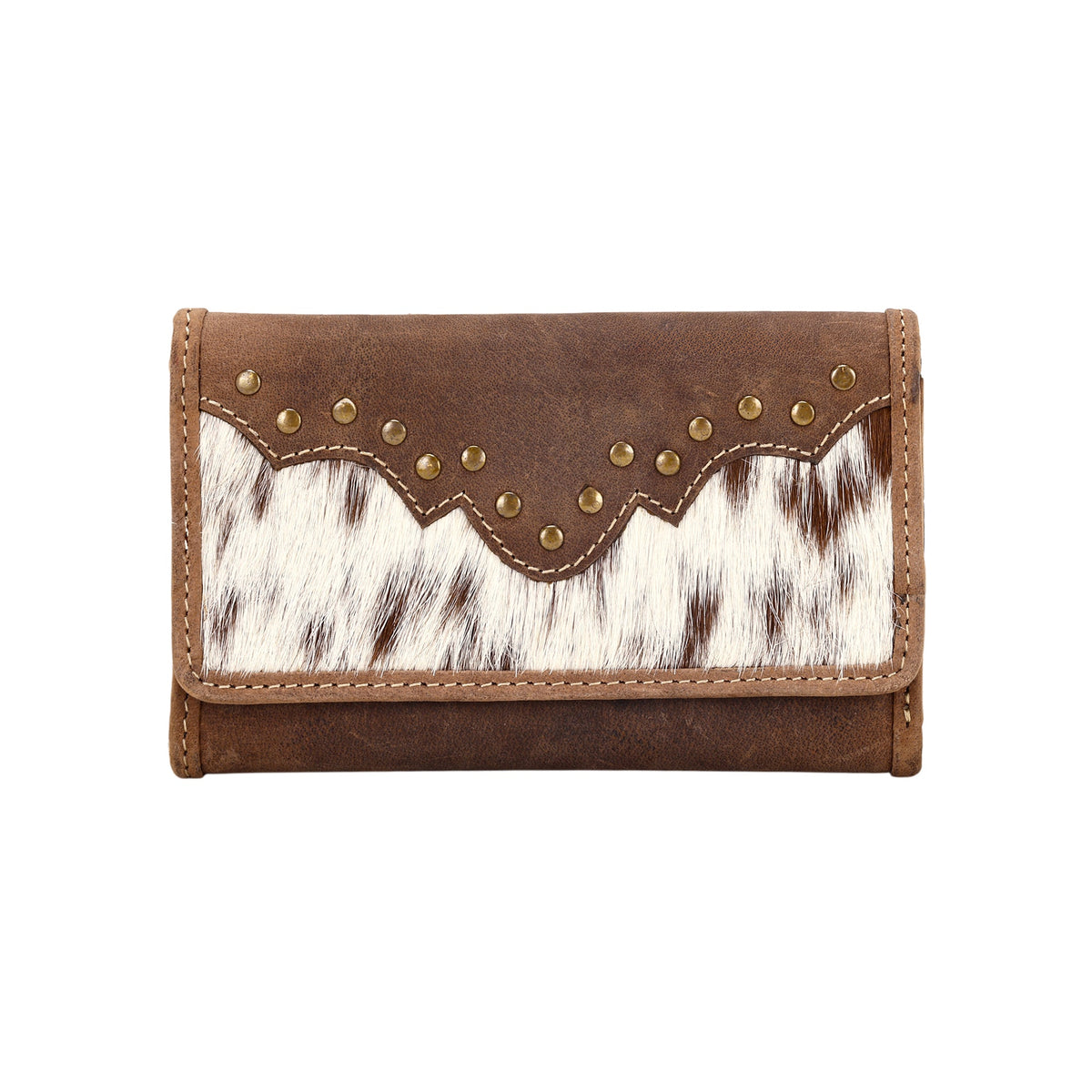 Myra Westervale Wallet for Women in brown with hair on and studs - Myra USA