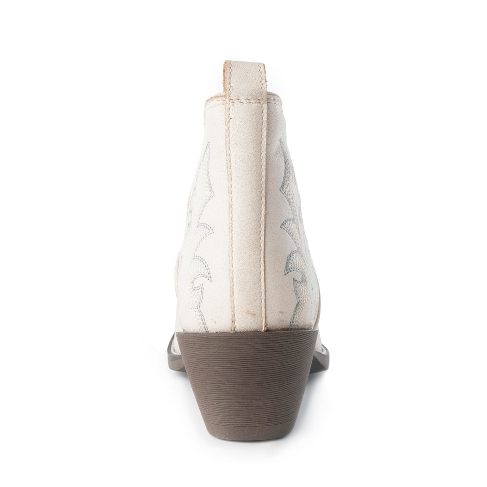 Tempest Embroidered Cowgirl Booties in Ivory for Women in Genuine Leather with Snip Toe - Myra USA