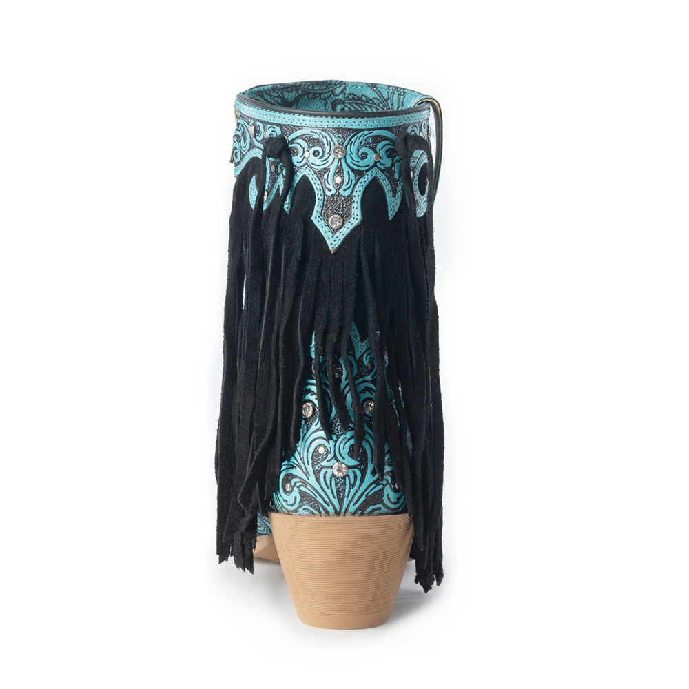 Nashville Nights Boots for Women in Twilight, Handtooled Genuine Leather with Swarovski Stones - Myra USA
