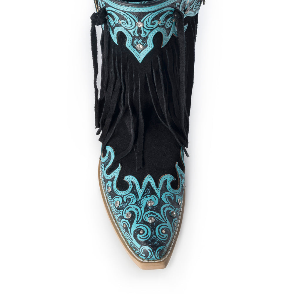 Nashville Nights Boots for Women in Twilight, Handtooled Genuine Leather with Swarovski Stones - Myra USA