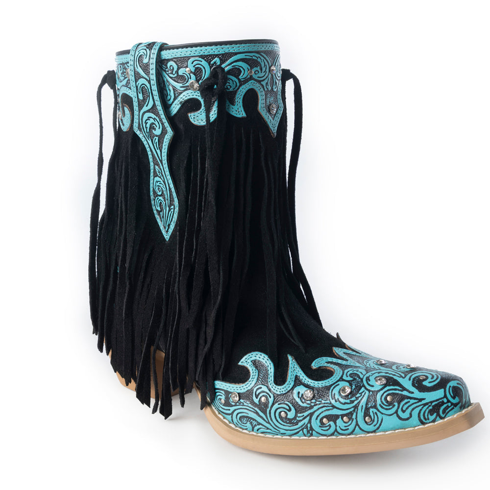Nashville Nights Boots for Women in Twilight, Handtooled Genuine Leather with Swarovski Stones - Myra USA