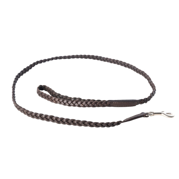 Trailbound Leather Dog Leash in Rustic Brown with Braided Design and Metal Hook - Myra USA
