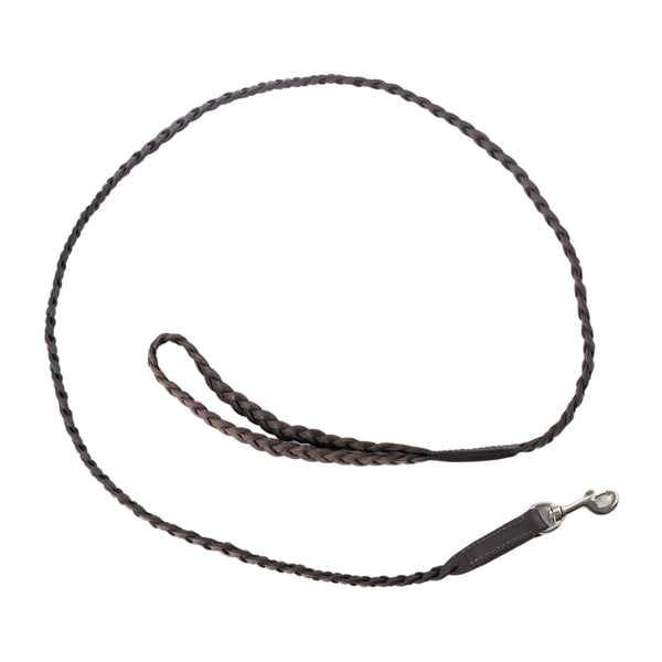 Trailbound Leather Dog Leash in Rustic Brown with Braided Design and Metal Hook - Myra USA