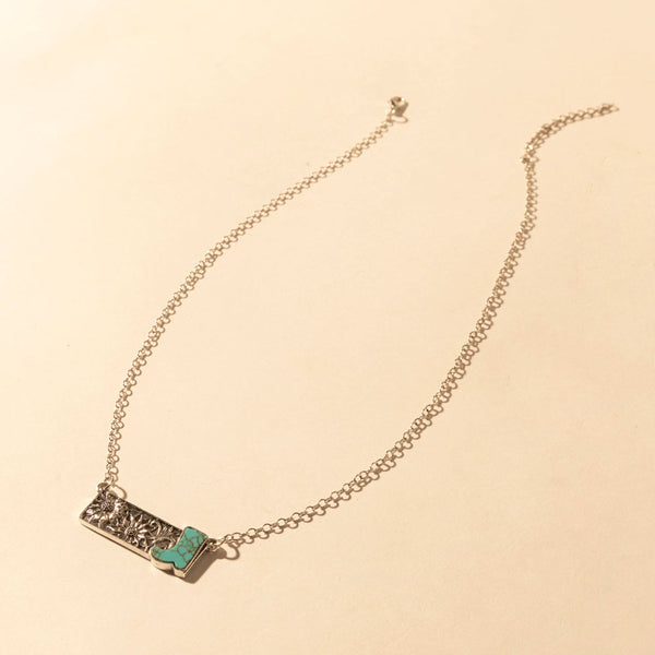 Cowgirl Boot Charm Necklace for Women in Moonlit and Turquoise - Myra USA