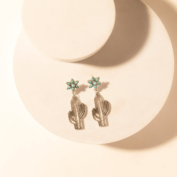 Cactus Kiss Turquoise Drop Earrings for Women - Myra USA