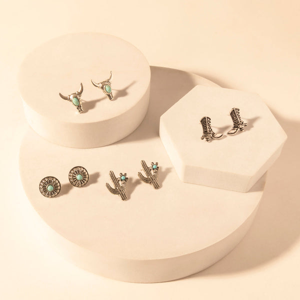 Sonoran Stud Set in with turquoise detail in premium style - Myra USA
