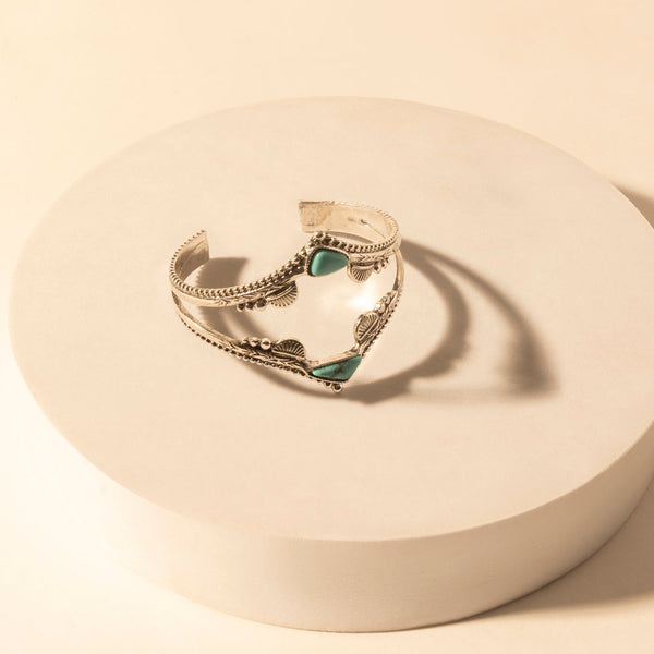 Pueblo Stack Cuff Bracelets for Women with turquoise, and feather stone detail for western wear - Myra USA