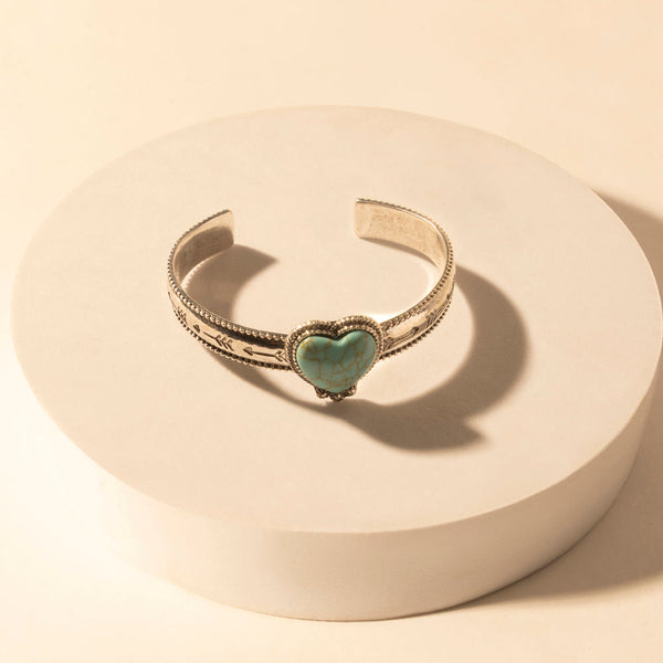 Wildheart Stone Cuff Bracelet for Women with turquoise and arrow detail for everyday western wear - Myra USA