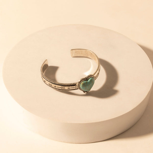 Wildheart Stone Cuff Bracelet for Women with turquoise and arrow detail for everyday western wear - Myra USA