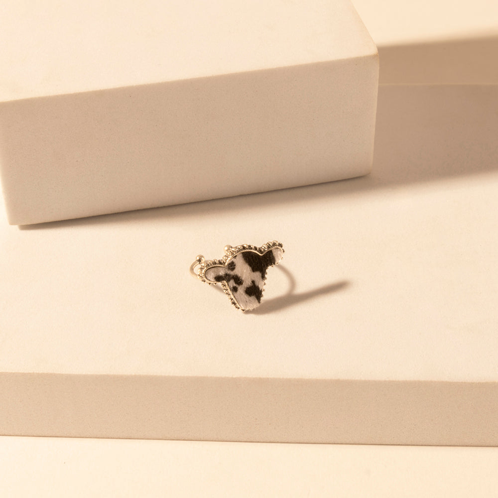 Rodeo Hide adjustable Ring for Women with hair-on cowhide detail for premium western wear - Myra USA