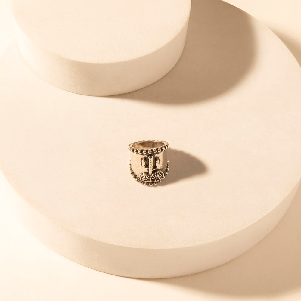 Cactus Country adjustable Ring for Women with engraved cactus detail for everyday western wear - Myra USA