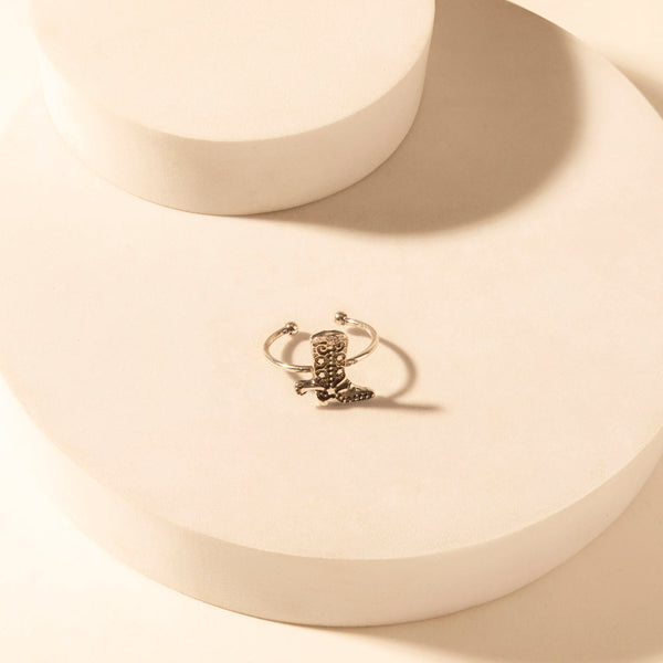 Wild Step Boot adjustable ring for Women with engraved boot centerpiece for premium western wear - Myra USA