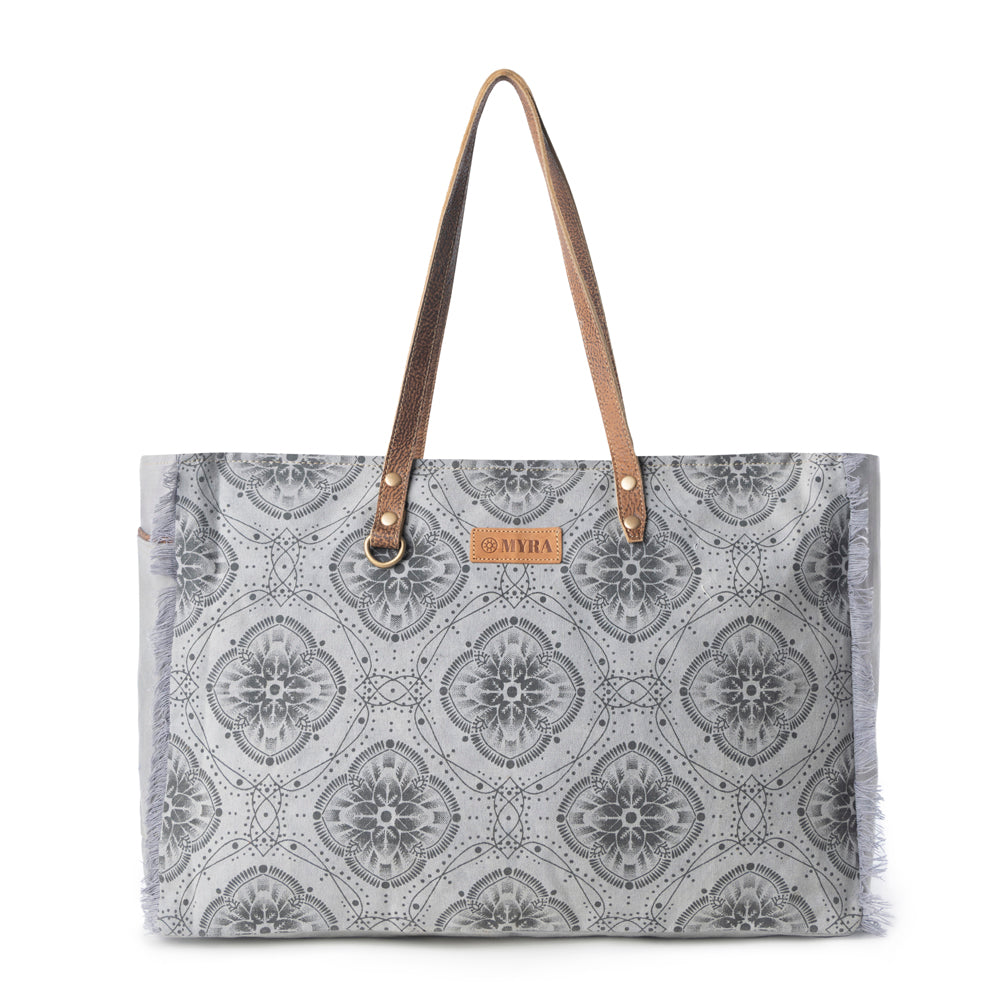 Wild Compass Weekender Bag for Women in sage with vintage print detail - Myra USA