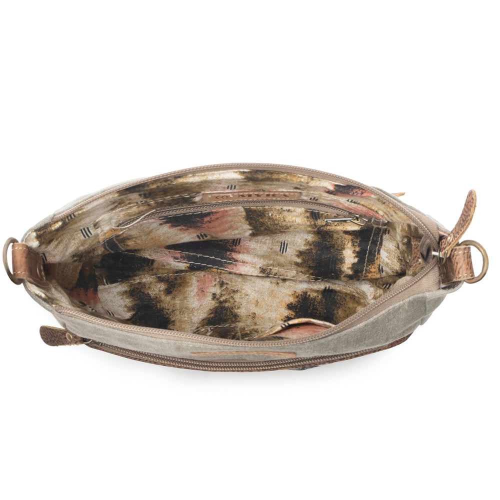 Damask Trail Vintage Crossbody Bag for Women in sage with print detail - Myra USA