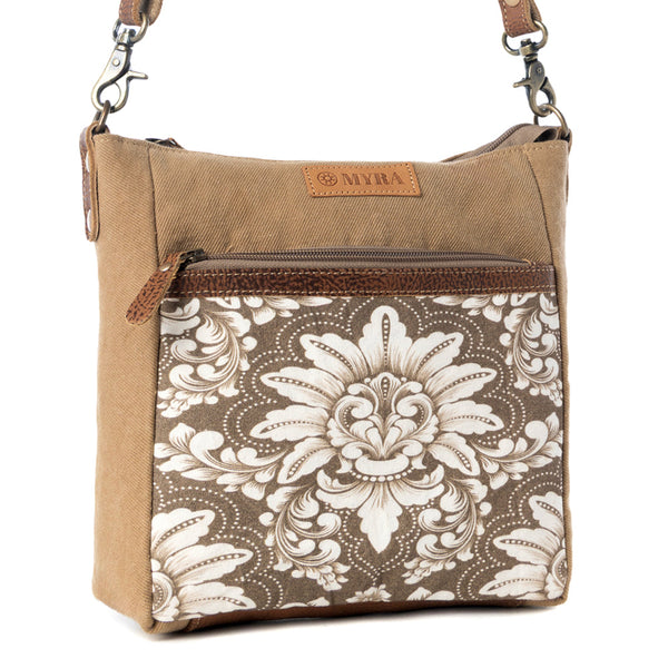Crestbloom Vintage Crossbody Bag for Women in olive with print detail - Myra USA