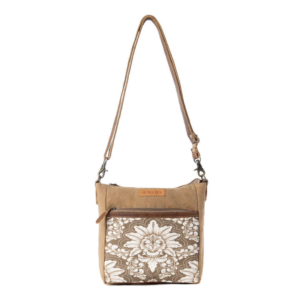 Crestbloom Vintage Crossbody Bag for Women in olive with print detail - Myra USA