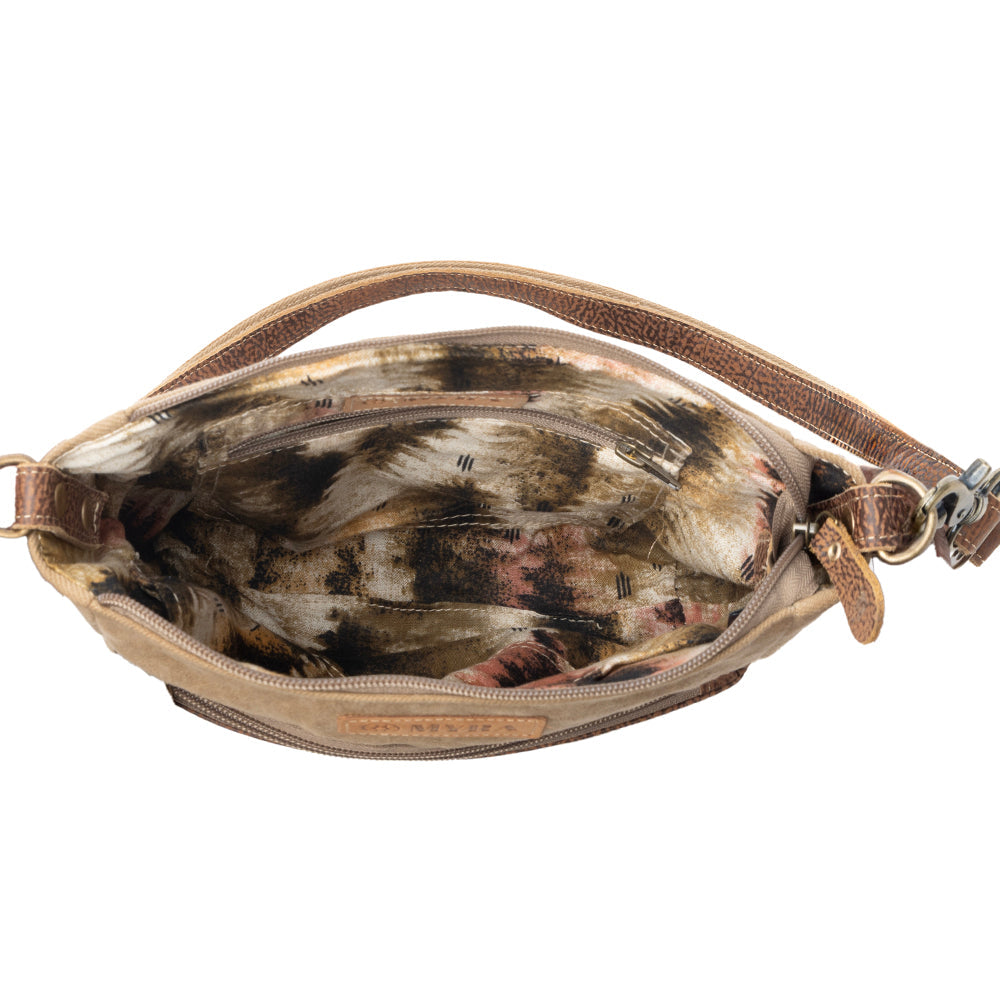 Crestbloom Vintage Crossbody Bag for Women in olive with print detail - Myra USA