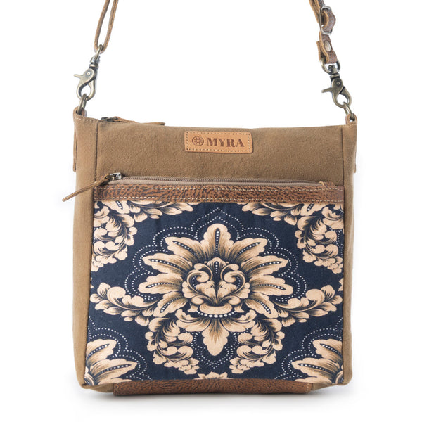 Crestbloom Vintage Crossbody Bag for Women in navy with print detail - Myra USA