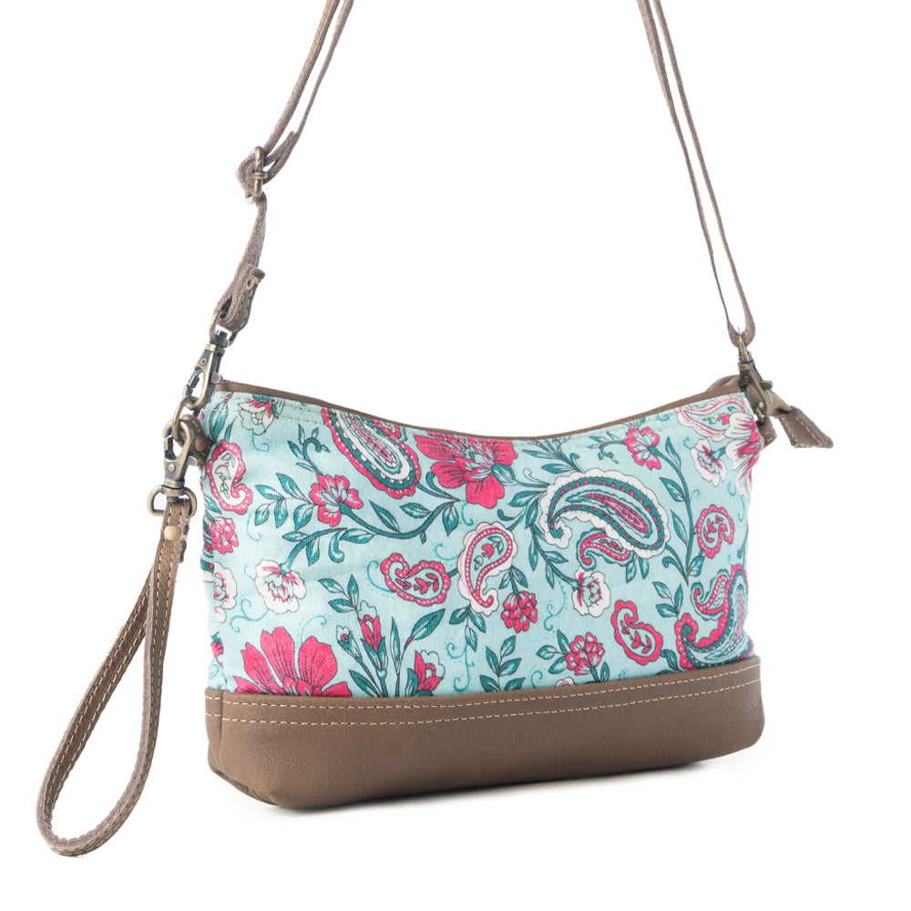Wild Posy Crossbody Bag for Women in agave with print detail - Myra USA