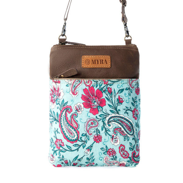 Paisley Spring Floral Crossbody Bag for Women in turquoise with print - Myra USA