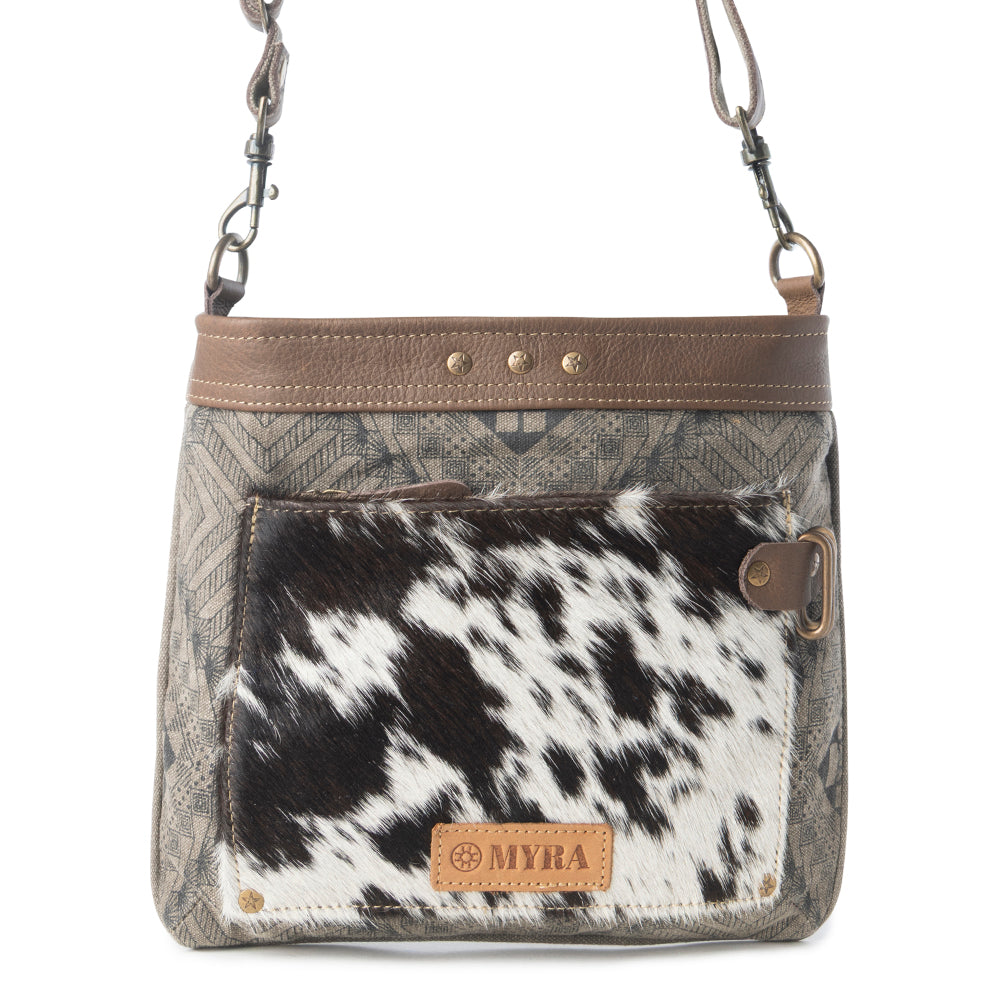Aztec Hide Western Crossbody Bag for Women in olive with hairon detail - Myra USA
