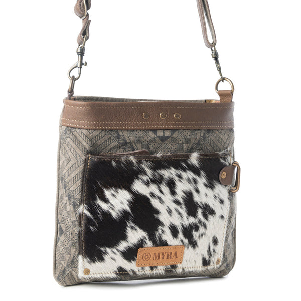 Aztec Hide Western Crossbody Bag for Women in olive with hairon detail - Myra USA