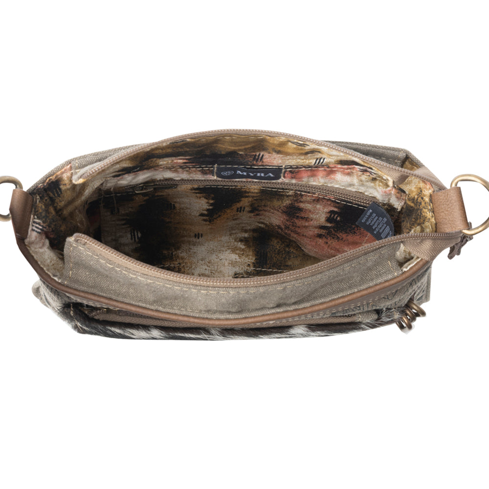 Aztec Hide Western Crossbody Bag for Women in olive with hairon detail - Myra USA