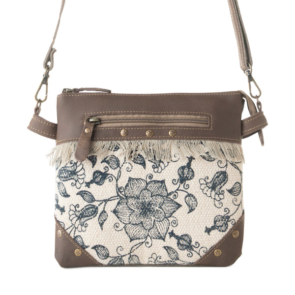 Inkwild Vintage Crossbody Bag for Women in ivory with fringe detail - Myra USA