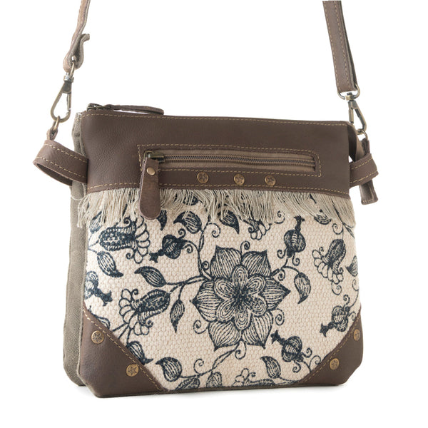 Inkwild Vintage Crossbody Bag for Women in ivory with fringe detail - Myra USA