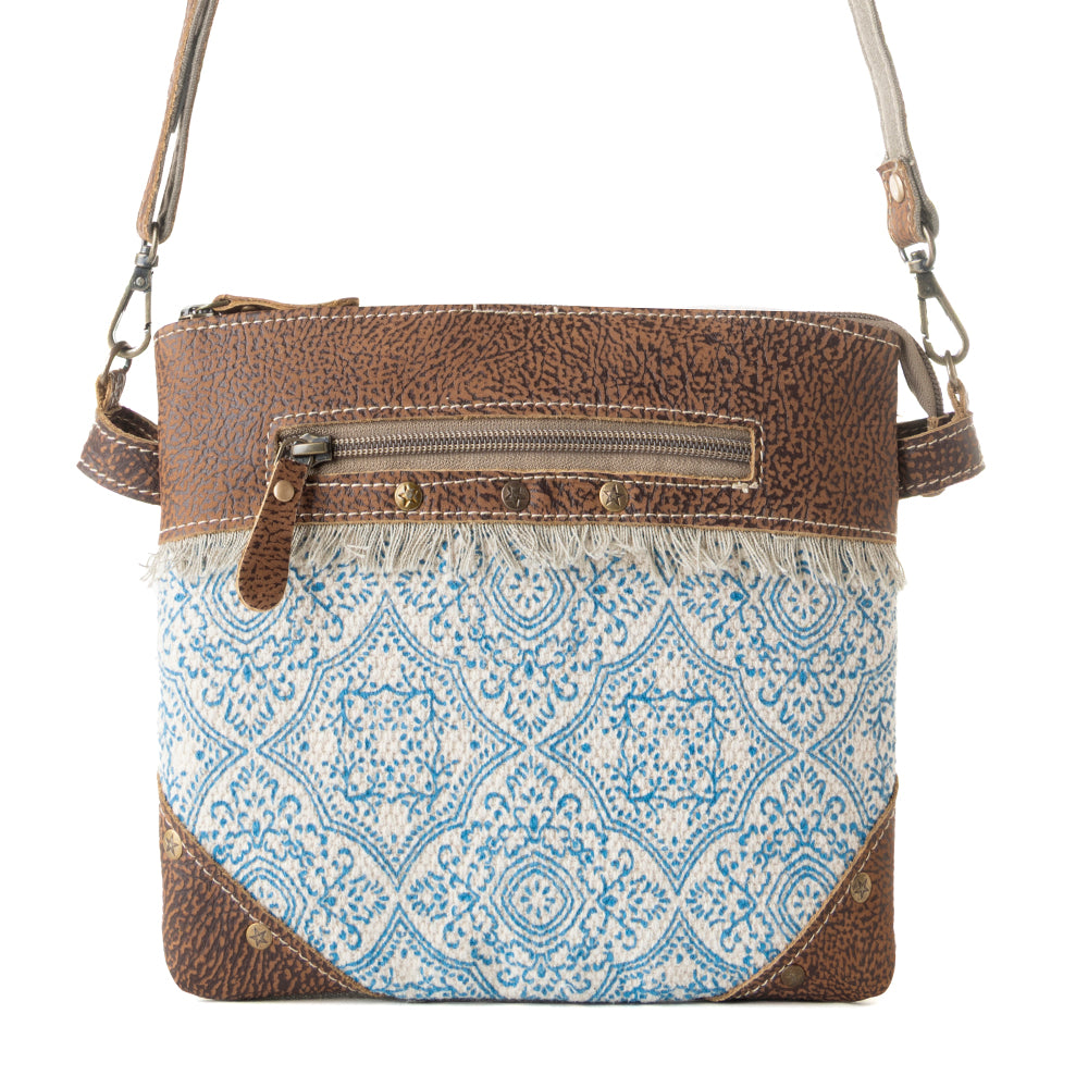 Inkwild Vintage Crossbody Bag for Women in blue with fringe detail - Myra USA