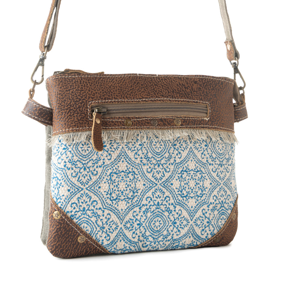 Inkwild Vintage Crossbody Bag for Women in blue with fringe detail - Myra USA