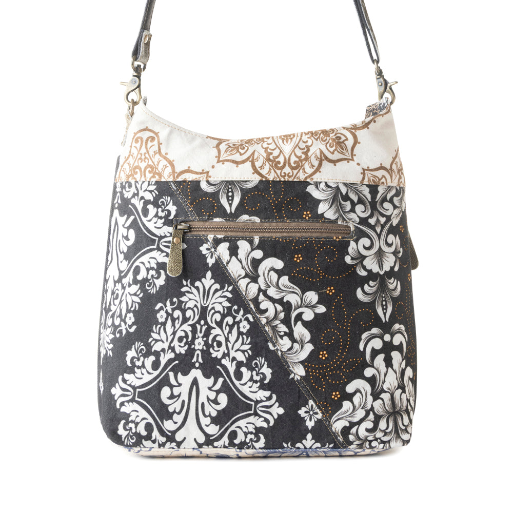 Le Fleur Bel Cowgirl Shoulder Bag for Women in blue floral with leather and Concho details - Myra USA