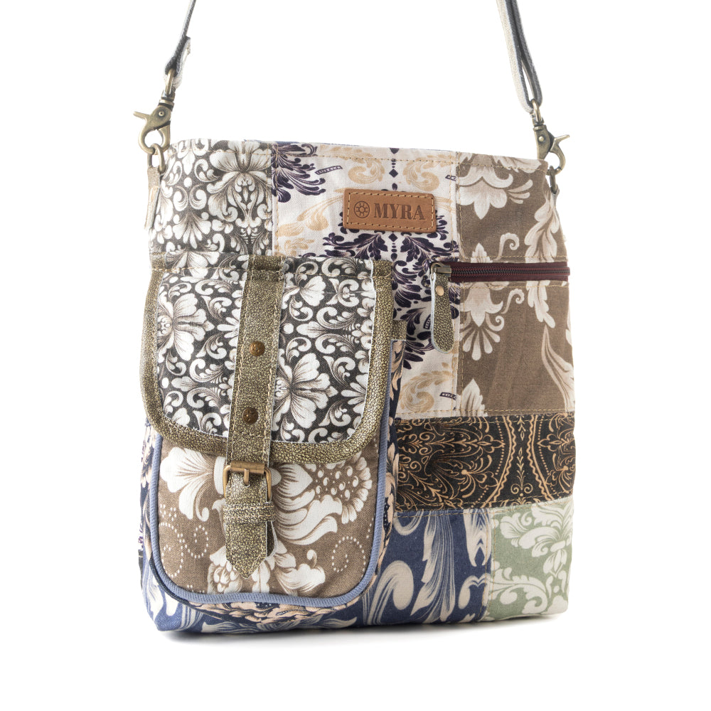 Mossbloom upcycled canvas Bag for Women in olive - Myra USA