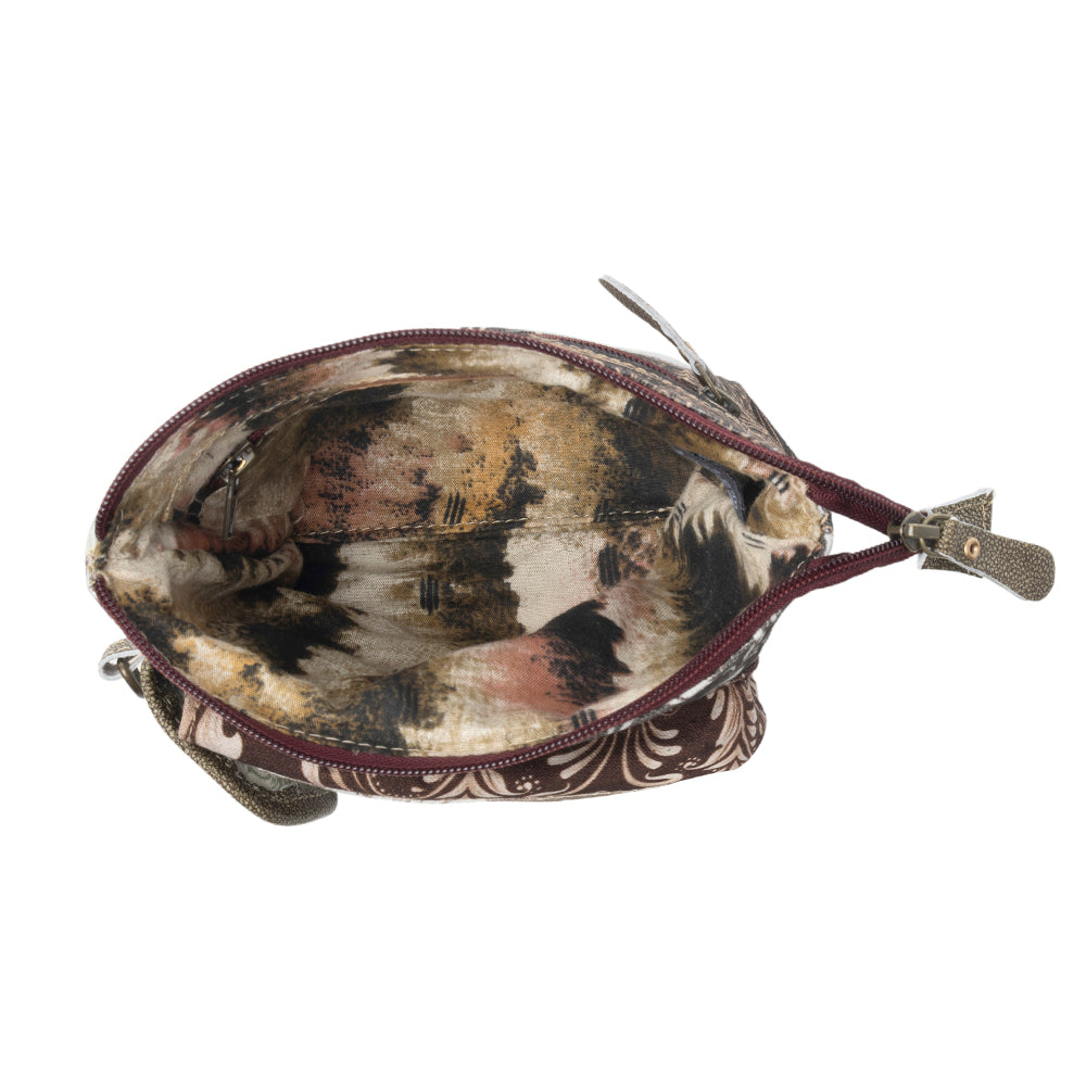 Wild Baroque Phone Crossbody in black with leather detail - Myra USA