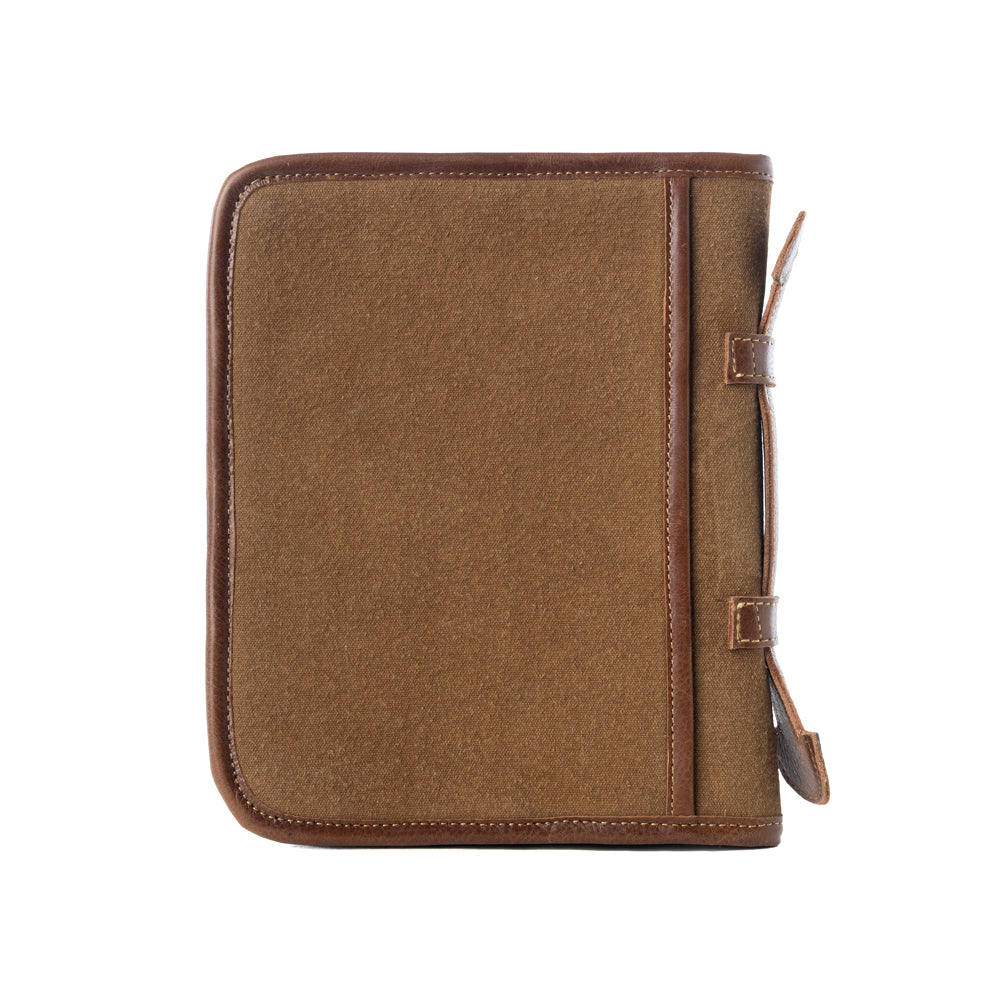 Holycross Western Bible Cover in brown with flap closure and handtooled detail - Myra USA