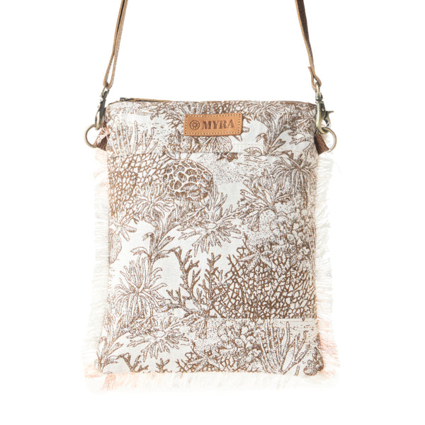 Loom Tapestry vintage Crossbody Bag for Women in white with fringe detail - Myra USA