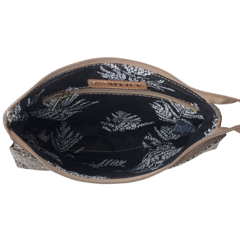 Wildprint Trail Vintage Crossbody Bag for Women in olive with tile detail - Myra USA